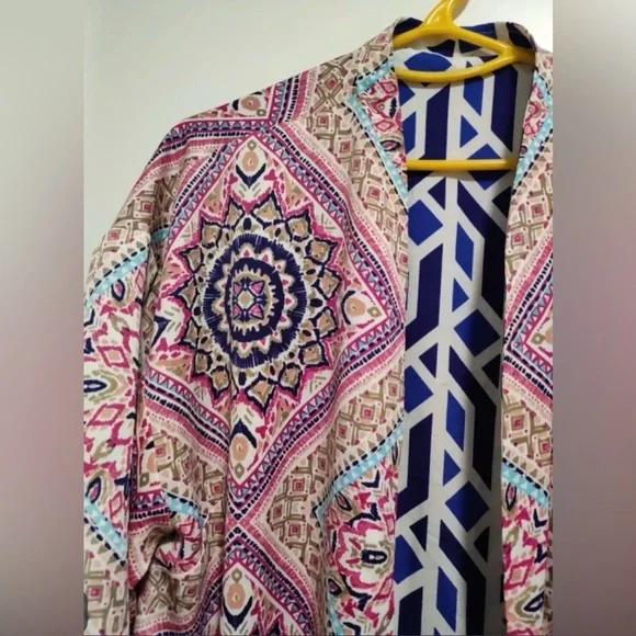 Chico’s Reversible Mykonos Kimono Jacket Topper NWOT Size 3 - Picture 6 of 6